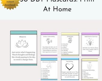 DBT Skills Flashcards | Mindfulness | Distress Tolerance | Therapy Coping Tools