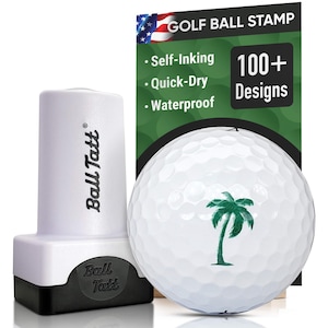 Ball Tatt - Palm Tree Golf Ball Stamp, Golf Ball Stamper, Self-Inking Golf Ball Marker Stamp, Waterproof, Golfer Gift for Men & Women