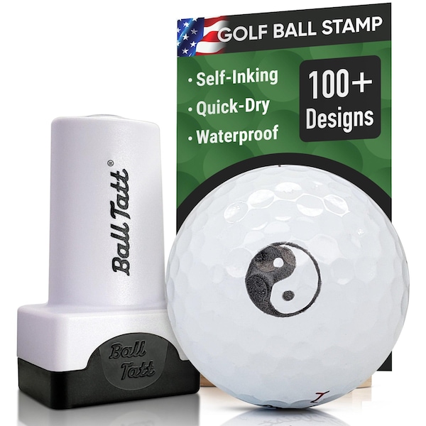 Ball Tatt – Yin Yang Golf Ball Stamp, Golf Ball Stamper, Self-Inking Golf Ball Marker Stamp, Waterproof, Golfer Gift for Men & Women