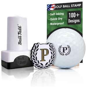 Ball Tatt - P Initial Monogram Golf Ball Stamp, Golf Ball Stamper, Self-Inking Quick-Dry Waterproof Ball Marker, Golfer Gift for Men & Women