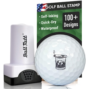 Ball Tatt - Whiskey Cigar Golf Ball Stamp, Golf Ball Stamper, Self-Inking Golf Ball Marker Stamp, Waterproof, Golfer Gift for Men & Women