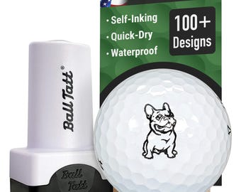 Ball Tatt - French Bulldog Golf Ball Stamp, Golf Ball Stamper, Self-Inking Golf Ball Marker Stamp, Waterproof, Golfer Gift for Men & Women