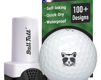 Ball Tatt - Cool Cat Golf Ball Stamp, Golf Ball Stamper, Self-Inking Golf Ball Marker Stamp, Waterproof, Golfer Gift for Men & Women