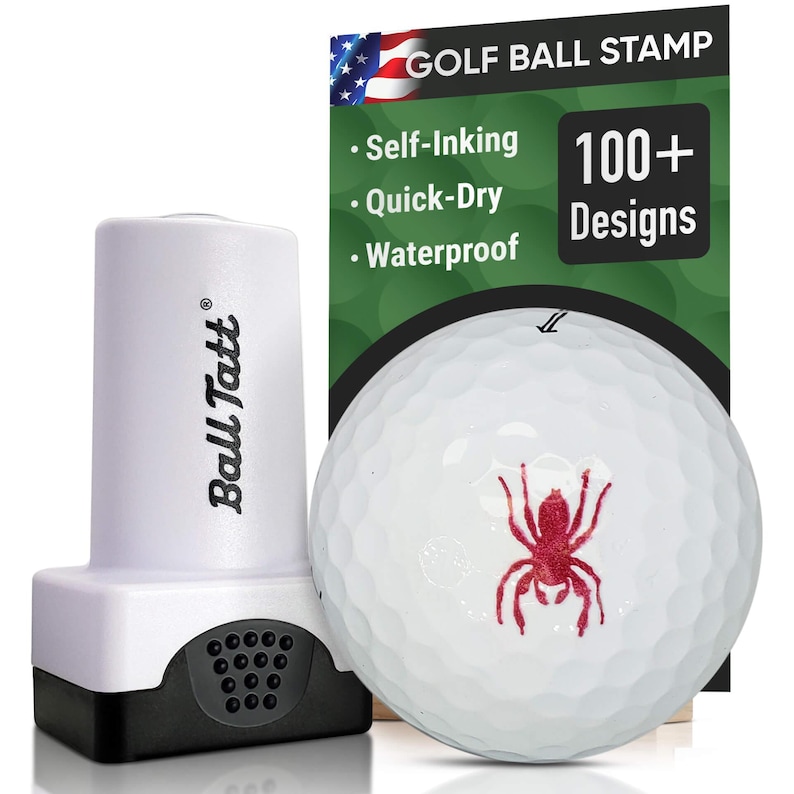 Ball Tatt - Spider Golf Ball Stamp, Golf Ball Stamper, Self-Inking Golf Ball Marker Stamp, Waterproof, Golfer Gift for Men & Women. imagem 1