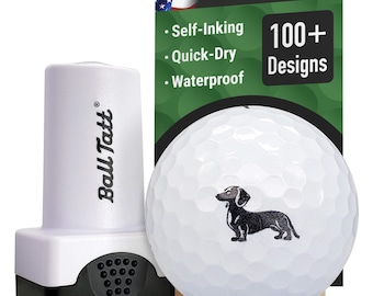Ball Tatt - Wiener Dachshund Golf Ball Stamp, Golf Ball Stamper, Self-Inking Golf Ball Marker Stamp, Waterproof, Golfer Gift for Men & Women