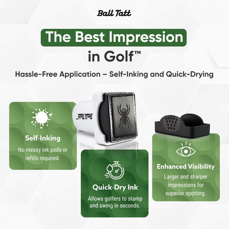 Ball Tatt - Spider Golf Ball Stamp, Golf Ball Stamper, Self-Inking Golf Ball Marker Stamp, Waterproof, Golfer Gift for Men & Women. imagem 4