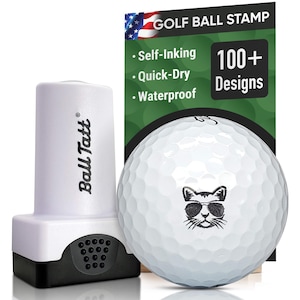 Ball Tatt - Cool Cat Golf Ball Stamp, Golf Ball Stamper, Self-Inking Golf Ball Marker Stamp, Waterproof, Golfer Gift for Men & Women