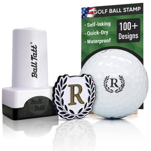 Ball Tatt - R Initial Monogram Golf Ball Stamp, Golf Ball Stamper, Self-Inking Quick-Dry Waterproof Ball Marker, Golfer Gift for Men & Women