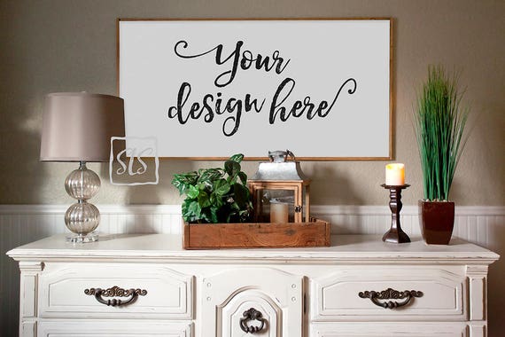 Wooden Sign Mockup Picture Frame Mockup Artwork Mockup Styled