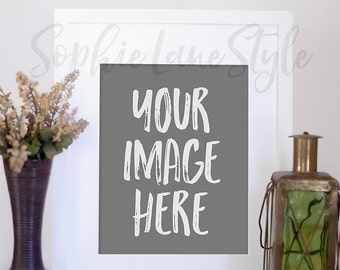 Download Free Picture Frame Artwork Print Mockup Styled Photography Blank Template Stock Photo Lantern Flowers Vase 8x10 #206 PSD Template