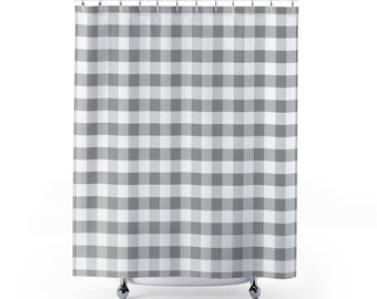 Buffalo Check Shower Curtain Black White Checkered Gingham Etsy