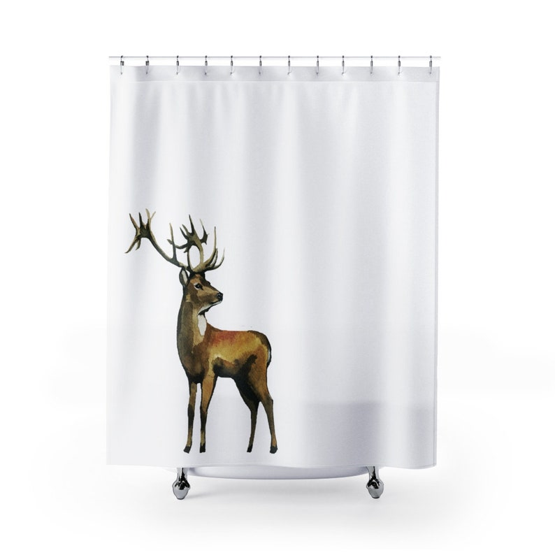 Rustic Woodland Deer Shower Curtain Cabin Christmas Holiday Etsy