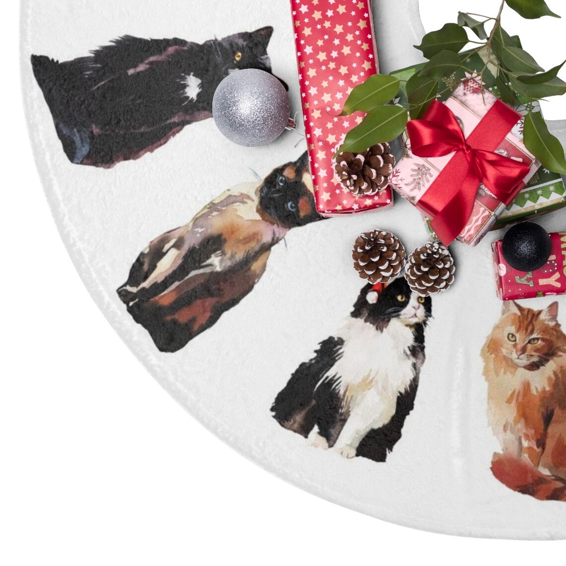 Christmas Cats Tree Skirt Holiday Animal Lover Cat Lady Gift Etsy