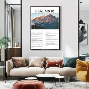 Psalm 91, Digital Wall Art, Psalm 91, Christian Home Decor Wall Art, Scripture Art Print, Bible Verse Poster, Christian Wall Art
