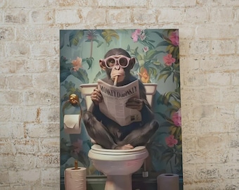 Canvas print MONKEY gift wall art toilet bathroom wall decor print poster canvas funny decoration Easter