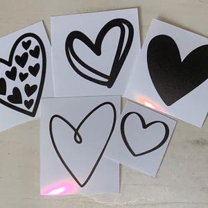 Stickers: verwijderbare vinyl hartvormen (5 stuks in een verpakking)