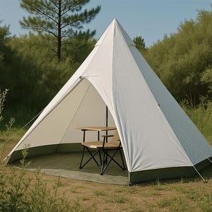 Large Pyramid Camping Tent, Outdoor Teepee Shelter for 5-7 People – Waterproof, Windproof Indian Style Tipi Tent for Family Camping