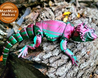 3D Printed Articulated Bearded Dragon Fidget Toy, Flexi Lizard