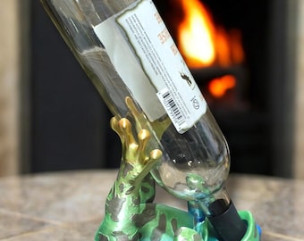 3D Printed Drunk Frog Wine Bottle Holder: Novelty Frog Decor