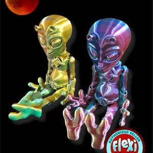 3d Printed Articulated Alien, Alien Fidget Toy, Flexi Alien, 3d printed Alien Figurine, Alien Gift, Space creature collection, FlexiFactory