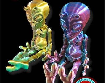 Juguete antiestrés articulado de extraterrestre impreso en 3D, diseño de FlexiFactory