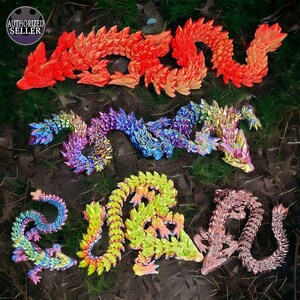 3d gedruckter Kristall Wolf Drache, Drache Fidget Spielzeug, Flexi Dragon, 3d gedruckter Drache, Dragon Geschenk, Dragon Sammlung, auf Bestellung gemacht