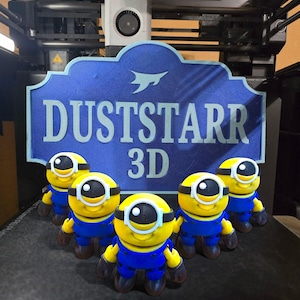 3d Printed Minion, Articulated Minion, 3d Printed yellow minion Fidget Toy, 3d printed, Vunk Flexi, Made to order