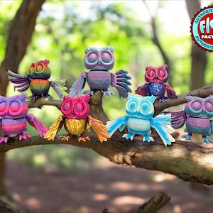 3d Printed Articulated Owl, Owl Fidget Toy, Flexi Owl, 3d printed Owl, Owl Gift, Owl collection, KeKrecationsart Made to order