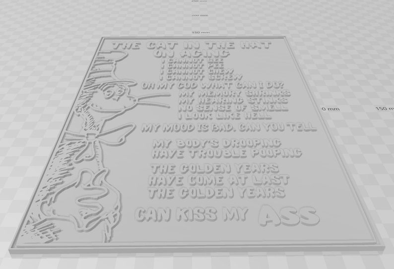 The Cat in the Hat on Aging Funny Sign, Dual Extruder STL, 3D Printable ...
