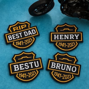Custom Memorial Shield Patch | Personalized Embroidered RIP Name Biker Patch for Jackets, Vests, Motorcycles & Tribute Gifts