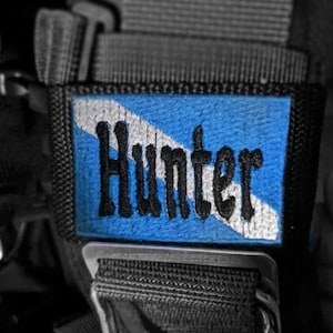 Etiqueta de identificación de buceo personalizada / Parche de identificación de bandera azul para BCD / Correa personalizada para buceadores, instructores y equipos de buceo