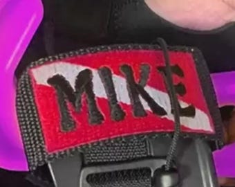 Personalized Name Scuba Dive Tag - Embroidered Scuba BCD Name Tag, Gift for Scuba Divers, Scuba Dive Gear Labels, Marine Straps Device ID