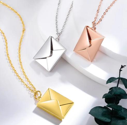 Collana con busta personalizzata con messaggio segreto, collana