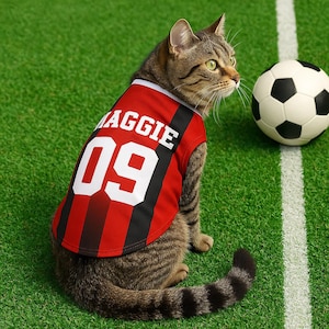 Custom Sports Pet Jersey for Dog or Cat | Personalized Dog Cat Shirt with Name & Number | Game Day Outfit | Football Soccer Fan Gift
