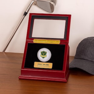 Custom Golf Ball Display Box | Personalized Hole in One Gift for Him | Engraved Golf Keepsake Case for Dad, Coach, Golfer (Box Only)