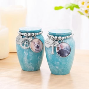 Personalized Small Cremation Urn with Photo & Engraving | Memorial Keepsake Urn for Ashes | Human or Pet Urn