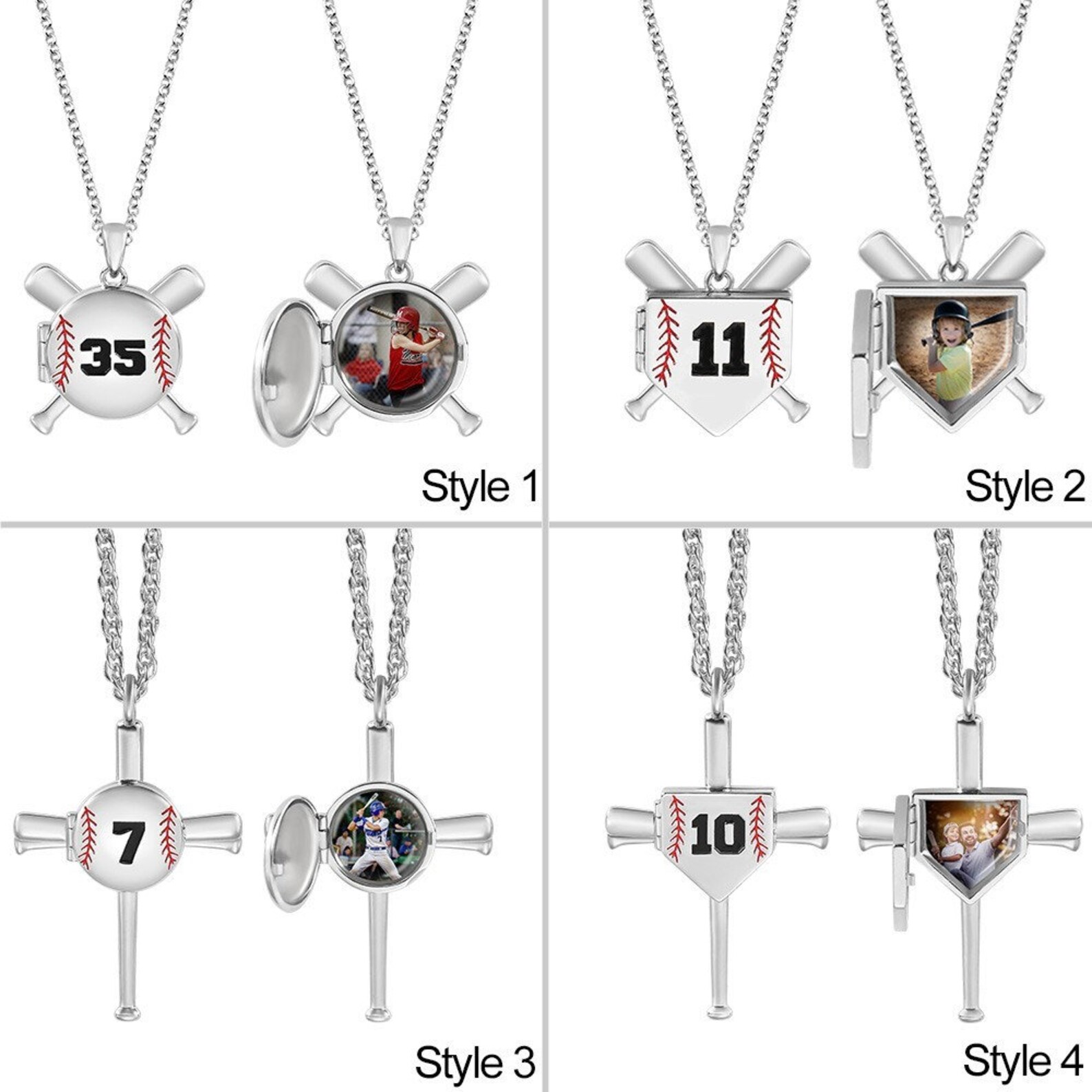Baseball Necklace - Baseball Cross Necklace With Photo and Engraving ...