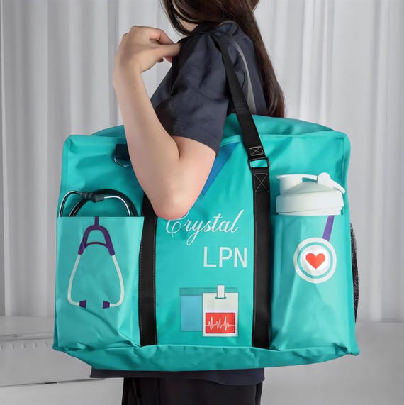 Personalized Name Nurse Tote Bag Set - Custom Large Canvas Nursing Bag RN BSN LPN  | Graduation, Appreciation Nurses Gifts, Nurse Travel Bag