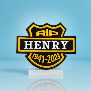 Custom Embroidered Memorial Shield Patch | Personalized RIP Name Biker Patch for Jacket, Vest, Motorcycle Riders & Friends