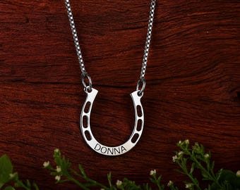 Custom Horse Name Necklace – Personalized Sterling Silver Horseshoe Pendant For Women & Girls (Rose Gold Or Silver) - View #8