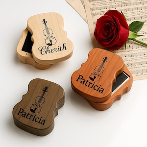 Geigen-Kolophonium-Box | Benutzerdefinierte Name Holz Kolophonium Halter Geschenk für Geiger, Streicher, Orchester Schüler oder Musiklehrer