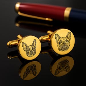 Custom Pet Portrait Cufflinks | Personalized Dog or Cat Photo Cuff Links for Men | Gift for Pet Lovers, Dad, Husband, Anniversary