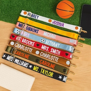 Personalized Crossbody Strap with Name | Custom Nylon Phone Strap with Icons | Adjustable Bag Strap Gift for Women, Teachers & Kids