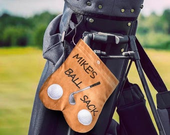 Personalized Name Golf Ball Sacks, Portable Flannelette Golf Ball Bag, Sports Accessory, Funny Golf Gift for Men, Dad, Husband