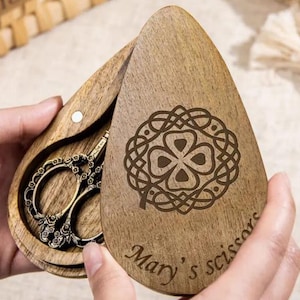 Individuelle Vintage Schere mit gravierter Holzbox - Personalisierte kleine Schere, Schere, Geschenk für Frauen