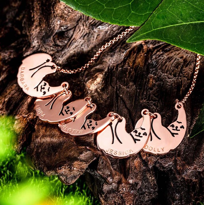 CENWA Mama Sloth Jewelry Sloth Mom Necklace With 12 Months Birthstone