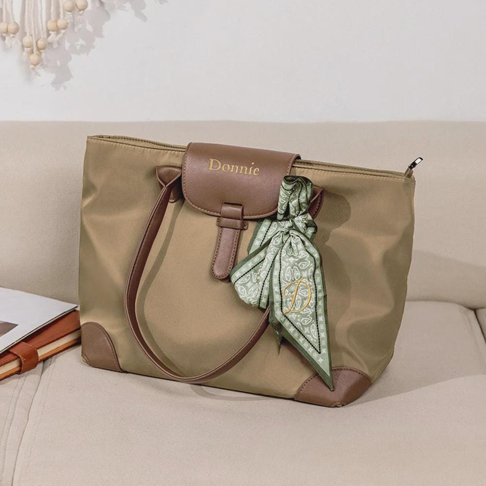 Women's Nylon Tote Bag – Zipper Closure Shoulder Bag, Crossbody Or Handheld Work Bag