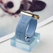 Personalized Dog Apple Watch Band: Custom Pet Name & Paw Print Silicone Strap