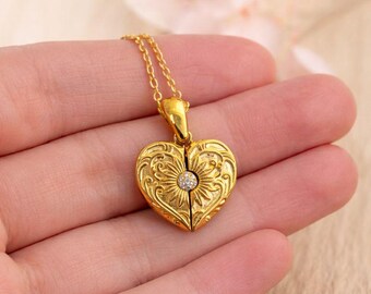 Supcare Collana Con Foto Personalizzata A Doppia Faccia - Acciaio Inox, Zirconi, Incisione Testo - Regalo Per Mamma - 4