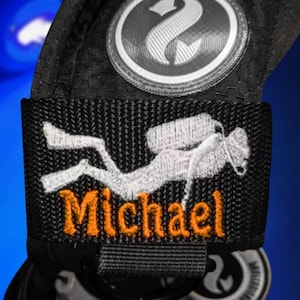 Custom Scuba Diver Name Tags - Embroidered Dive ID Straps - Marine BCD Patch - Personalized Gift for Scuba Divers